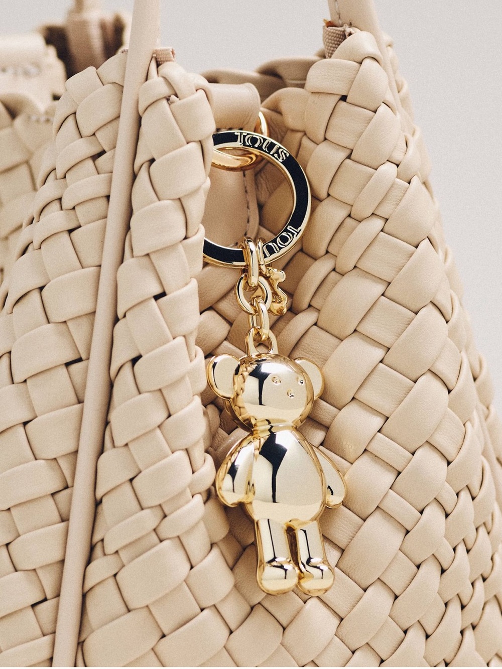 Anthropologie x TOUS Gold Teddy Bear Keychain Bag Charm Y2K Cute NEW HTF NWT
